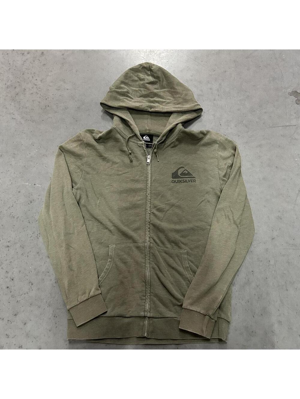 Khaki Quiksilver zip-up hoodie #skater